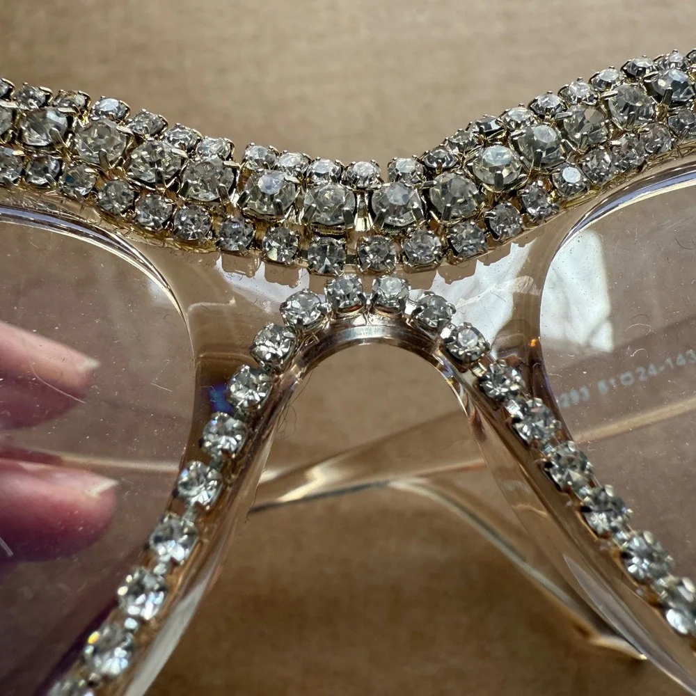 Glamorous Cat Eye Rhinestone Glasses Clear Lens Fashion Statement Eyewear‎ Z3293